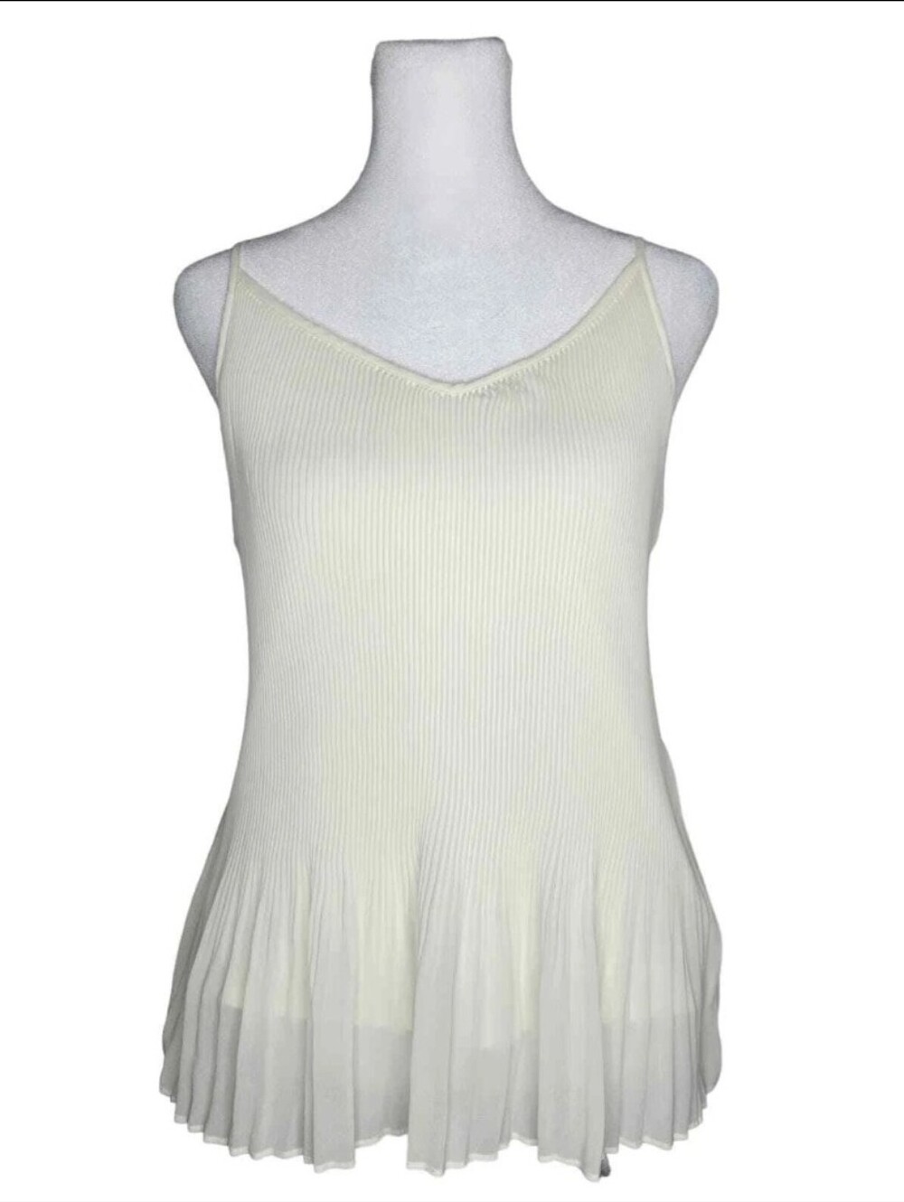 Banana Republic women's cream mixed media sleeveless blouse size XS